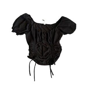 {New Made} Eye light Lace Peasant Sleeve Top Rushed Side